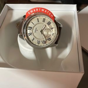 Mens brown leather Fossil smartwatch